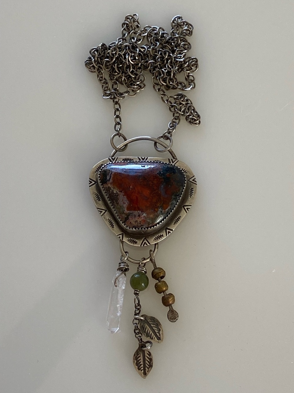 Red Plume Agate Talisman Necklace